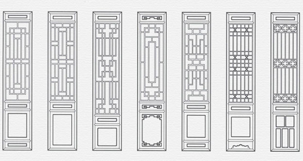 涧西常用中式仿古花窗图案隔断设计图